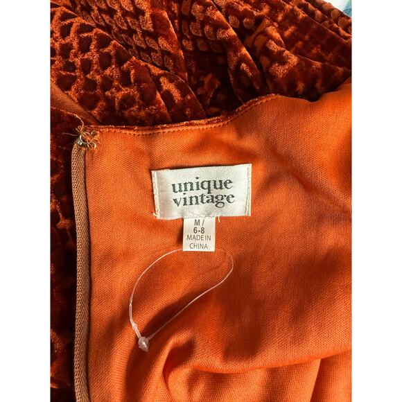 Unique Vintage Burnt Orange Velvet Gown - Picture 7 of 7